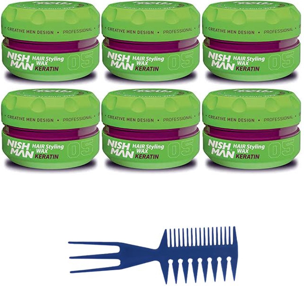 Nishman 05 Hair Styling Wax Keratin 6 stuks + Gratis Styling Comb