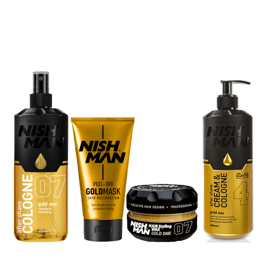 Nishman | Gold Care | Wax Gold | Cologne Gold | Gold Mask | Cologne Cream Gold | Set van 4