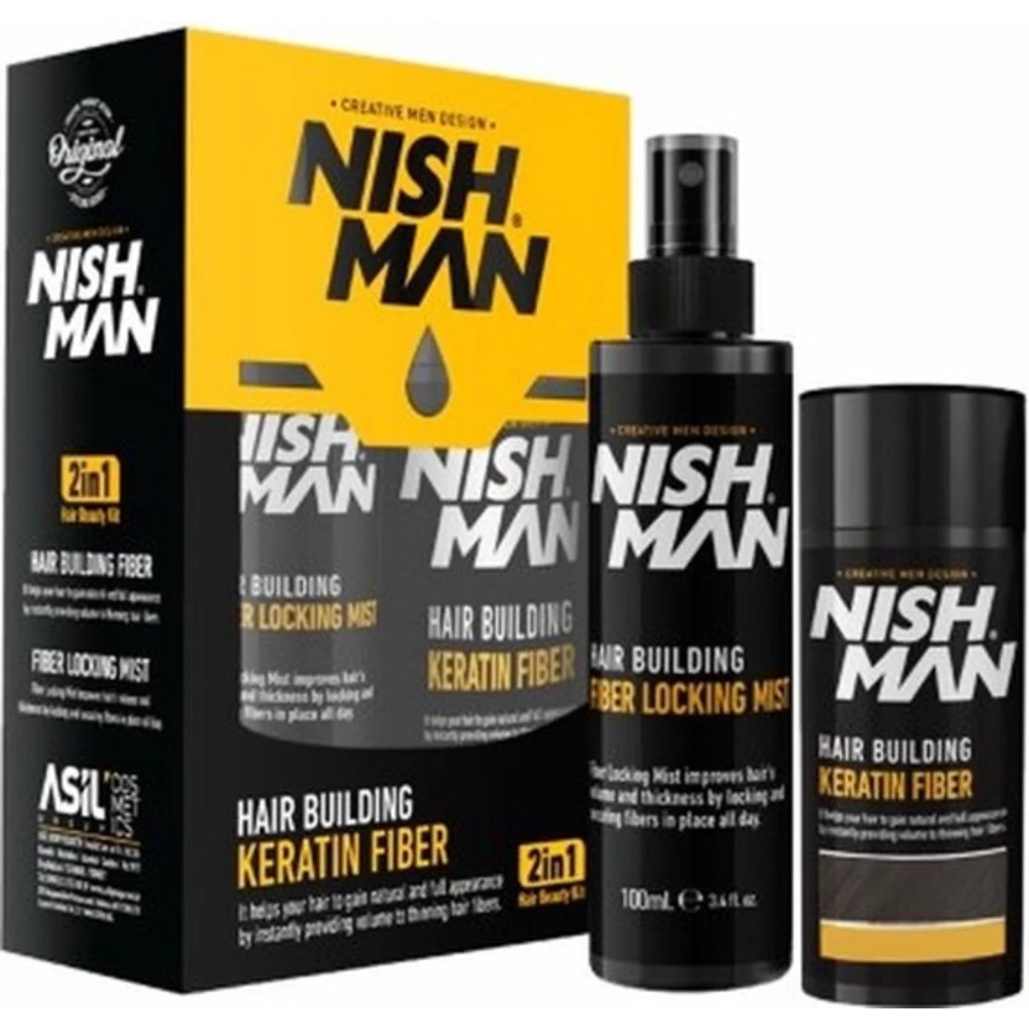 Nishman Hair Building Keratin Fiber 2 in 1 Black